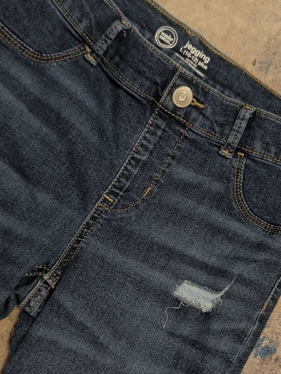 Wonder Nation Dark Blue Skinny Jeans with Light Distress Girls Large (10-12)