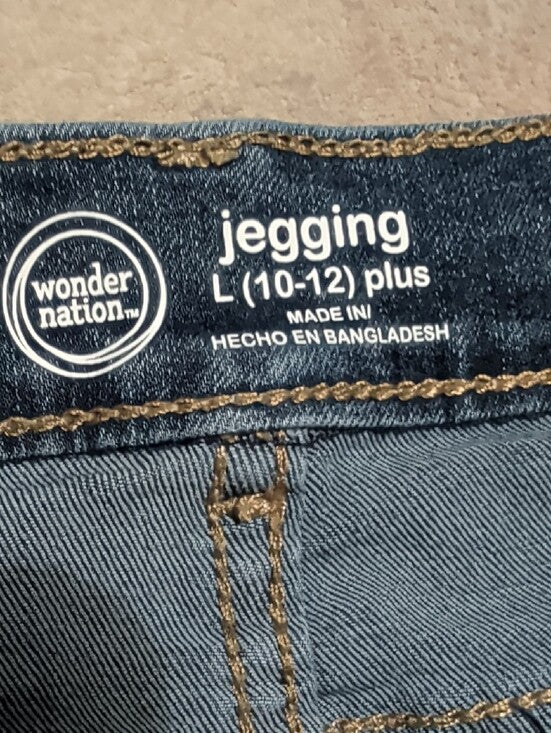 Wonder Nation Dark Blue Skinny Jeans with Light Distress Girls Large (10-12)