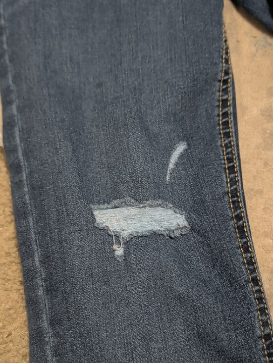 Wonder Nation Dark Blue Skinny Jeans with Light Distress Girls Large (10-12)