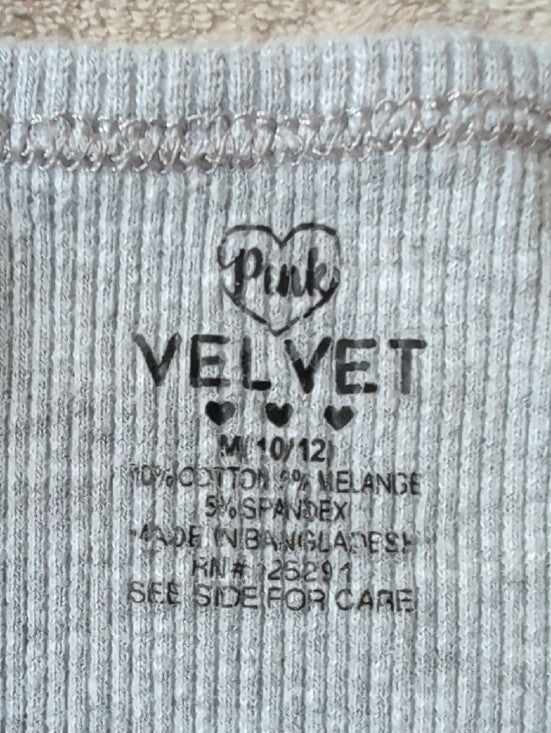 Velvet by Pink Heather Gray Ribbed Short Sleeve Tee Girls M (10/12)