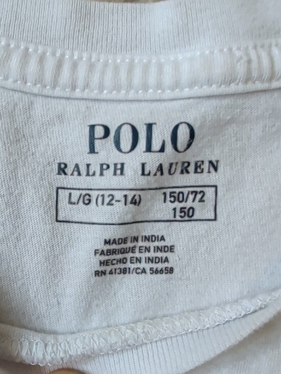 Polo by Ralph Lauren White Short-Sleeve Tee w/ Multicolor Patch Letters Girls Lg