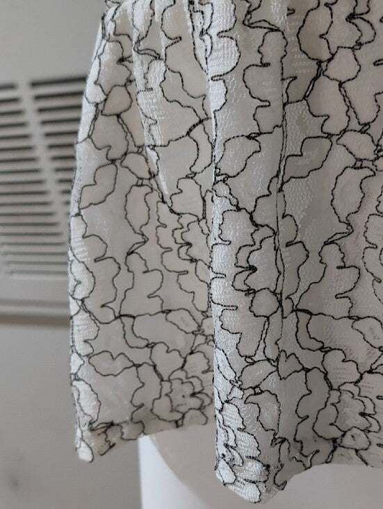 Retro Elle White Floral Lace Peplum Camisole w/ Black Peter Pan Collar Women's L