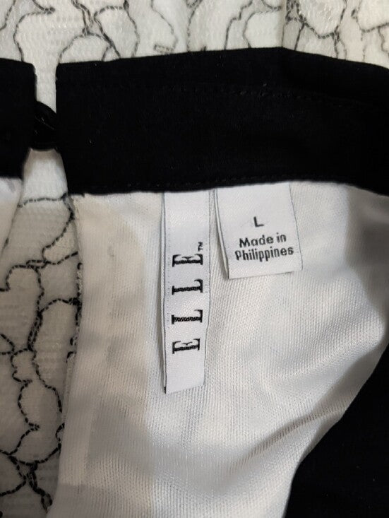 Retro Elle White Floral Lace Peplum Camisole w/ Black Peter Pan Collar Women's L