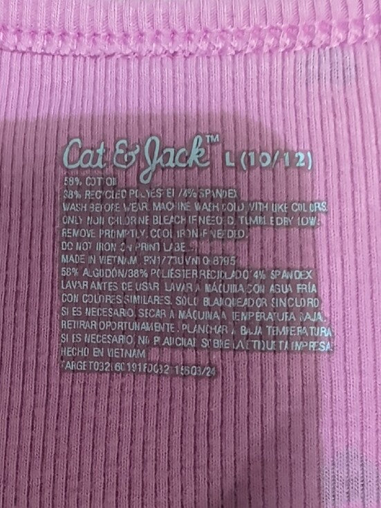 Cat & Jack Pink Short Sleeve Tee with Black Heart Print Girls L (10-12)