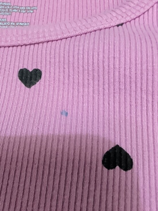 Cat & Jack Pink Short Sleeve Tee with Black Heart Print Girls L (10-12)