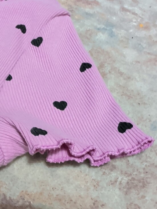 Cat & Jack Pink Short Sleeve Tee with Black Heart Print Girls L (10-12)