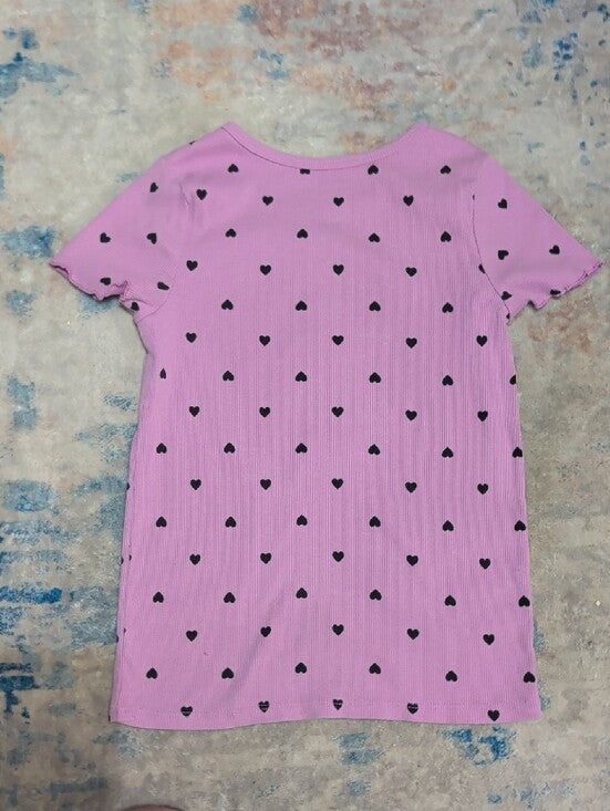 Cat & Jack Pink Short Sleeve Tee with Black Heart Print Girls L (10-12)