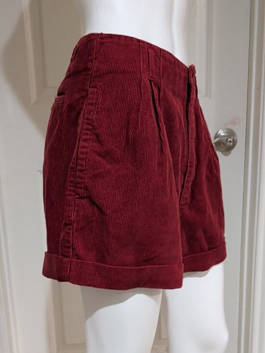 Vintage Esprit High-Rise Corduroy Bermuda Shorts in Wine Red Y2K 90s Size 11/12