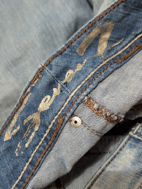 Retro Seven7 Jeans Light Blue Distressed Denim Bermuda Shorts Women's 4 Y2K