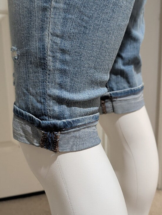 Retro Seven7 Jeans Light Blue Distressed Denim Bermuda Shorts Women's 4 Y2K
