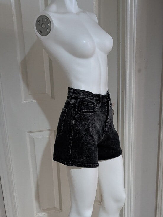 SO Eco Friendly Cotton Washed Black High-Rise Jean Shorts Women's 5/27W