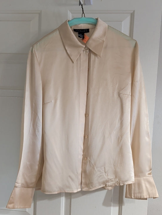 Vintage Spenser Jeremy 100% Silk Cream Button-Front Dress Shirt Women's 8 Y2K