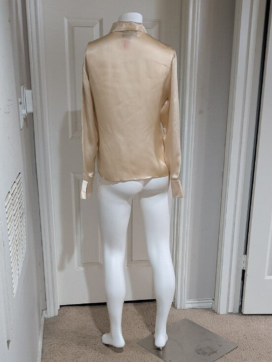 Vintage Spenser Jeremy 100% Silk Cream Button-Front Dress Shirt Women's 8 Y2K
