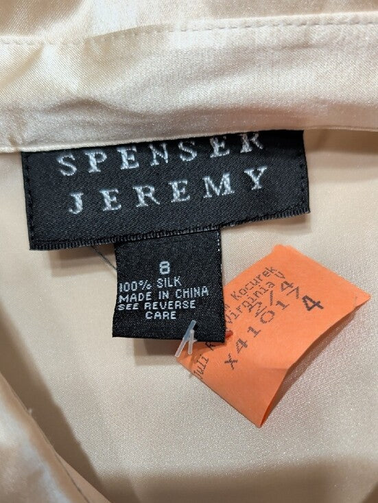 Vintage Spenser Jeremy 100% Silk Cream Button-Front Dress Shirt Women's 8 Y2K