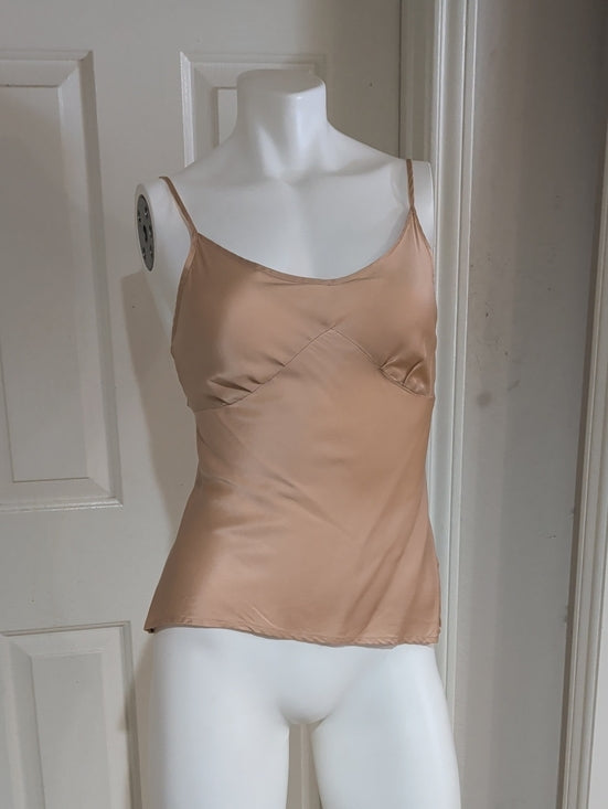 Tocca Beige 100% Silk Tailored Camisole Women's 8