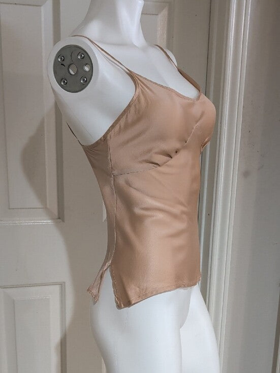 Tocca Beige 100% Silk Tailored Camisole Women's 8