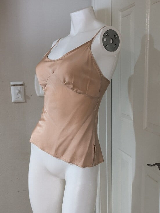 Tocca Beige 100% Silk Tailored Camisole Women's 8