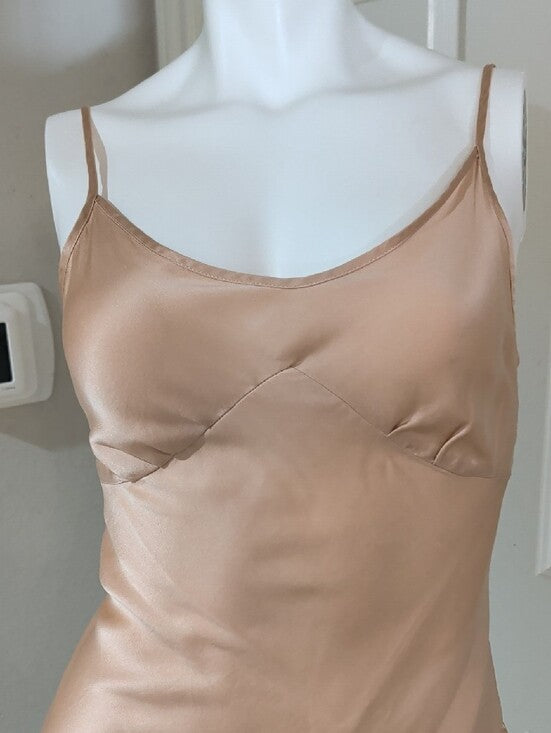 Tocca Beige 100% Silk Tailored Camisole Women's 8