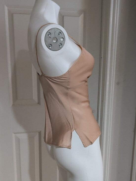 Tocca Beige 100% Silk Tailored Camisole Women's 8