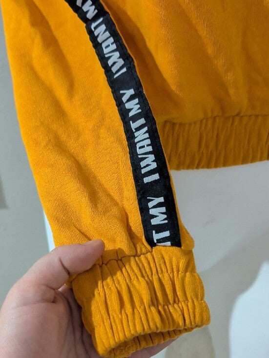 Retro MTV Mustard Yellow Half-Zip Cropped Sweatshirt Women's XS (New With Tags!)
