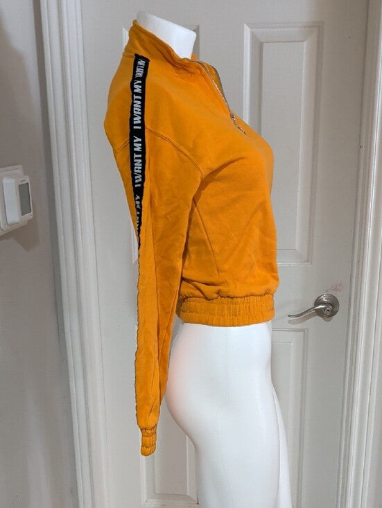 Retro MTV Mustard Yellow Half-Zip Cropped Sweatshirt Women's XS (New With Tags!)