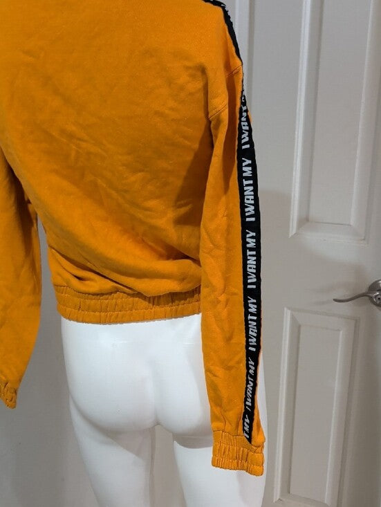 Retro MTV Mustard Yellow Half-Zip Cropped Sweatshirt Women's XS (New With Tags!)