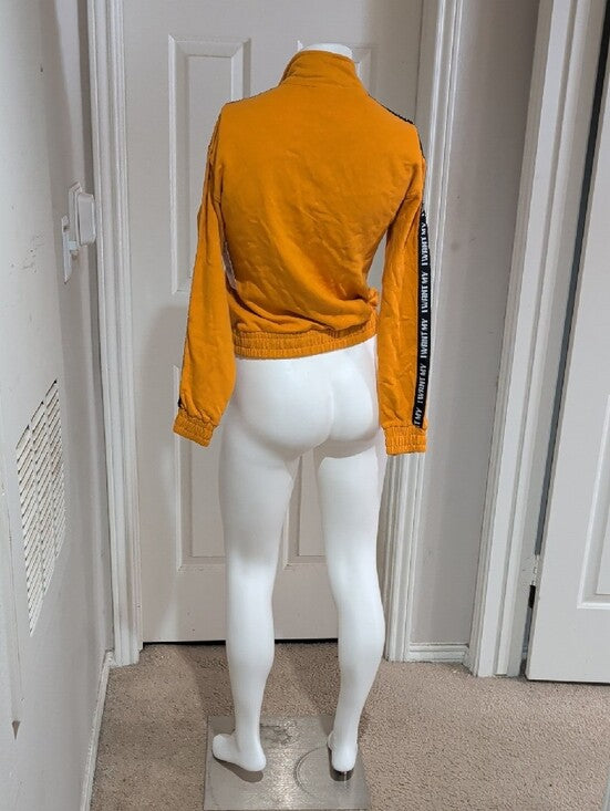 Retro MTV Mustard Yellow Half-Zip Cropped Sweatshirt Women's XS (New With Tags!)