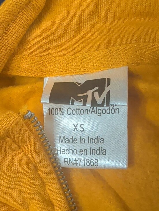 Retro MTV Mustard Yellow Half-Zip Cropped Sweatshirt Women's XS (New With Tags!)