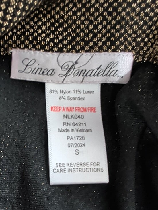 Linea Donatella Metallic Gold Short Sleeve Button-Down Blouse Women's Small 70s-80s