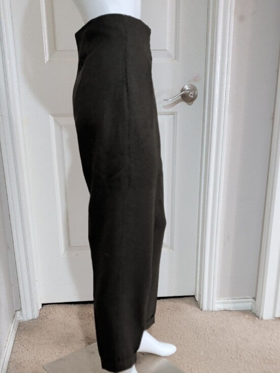 Vintage Tailored High-Waist Pleated Houndstooth Pants in Dark Olive Women's