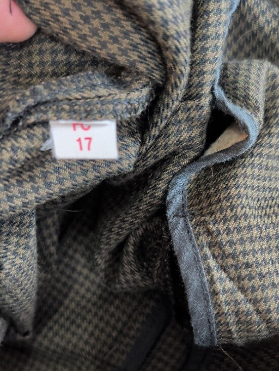 Vintage Tailored High-Waist Pleated Houndstooth Pants in Dark Olive Women's