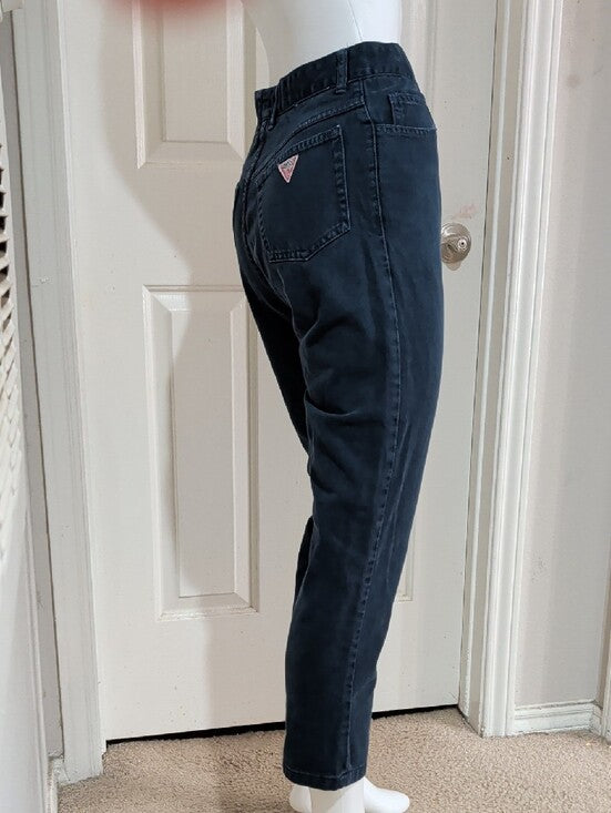 Vintage Guess By Georges Merciano Navy Blue Slim Straight Jeans Women's 31 1990s