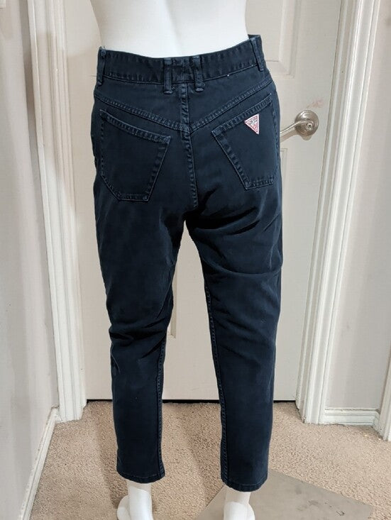 Vintage Guess By Georges Merciano Navy Blue Slim Straight Jeans Women's 31 1990s