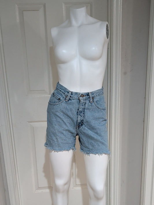 VTG Express Jeans Light Blue Distressed Denim Cutoff High-waisted Shorts M (7/8)