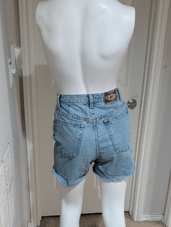 VTG Express Jeans Light Blue Distressed Denim Cutoff High-waisted Shorts M (7/8)