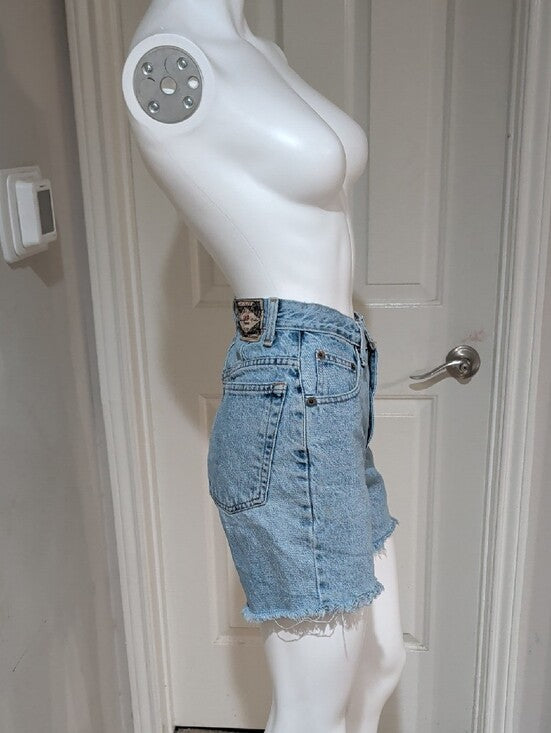 VTG Express Jeans Light Blue Distressed Denim Cutoff High-waisted Shorts M (7/8)