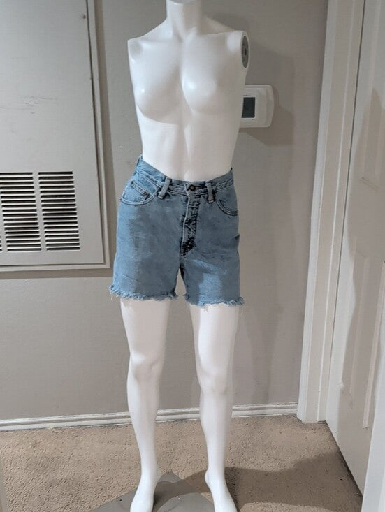 VTG Express Jeans Light Blue Distressed Denim Cutoff High-waisted Shorts M (7/8)