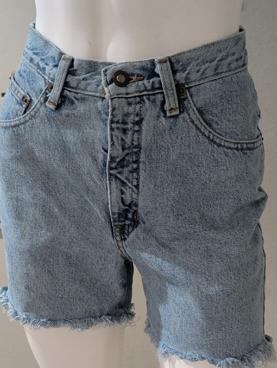 VTG Express Jeans Light Blue Distressed Denim Cutoff High-waisted Shorts M (7/8)
