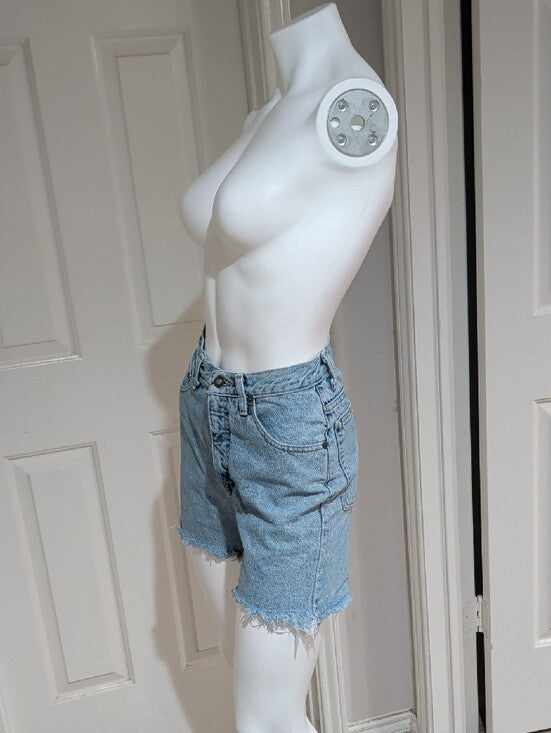 VTG Express Jeans Light Blue Distressed Denim Cutoff High-waisted Shorts M (7/8)