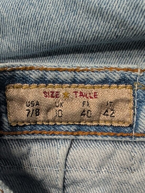 VTG Express Jeans Light Blue Distressed Denim Cutoff High-waisted Shorts M (7/8)