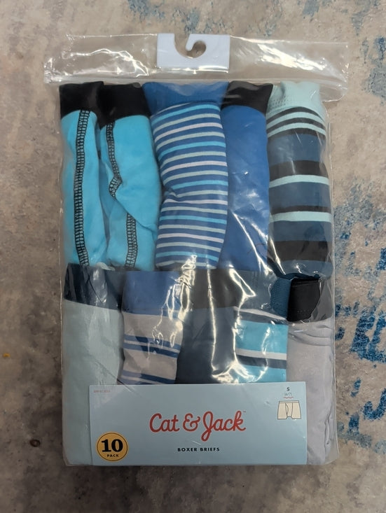Cat & Jack Men’s Blue & Light Blue Boxer Briefs - 10 Pack - Small (6-7)