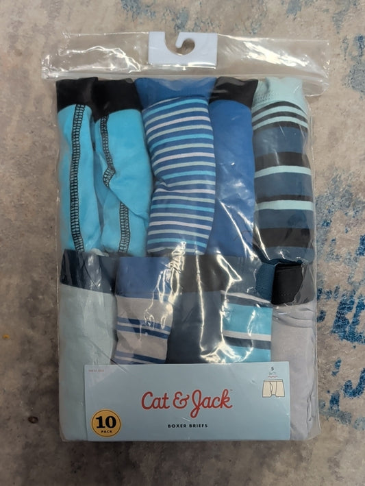Cat & Jack Men’s Blue & Light Blue Boxer Briefs - 10 Pack - Small (6-7)