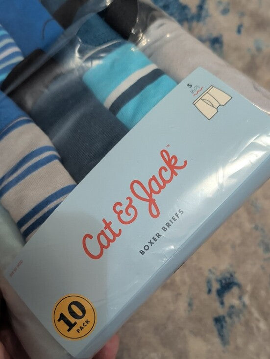 Cat & Jack Men’s Blue & Light Blue Boxer Briefs - 10 Pack - Small (6-7)