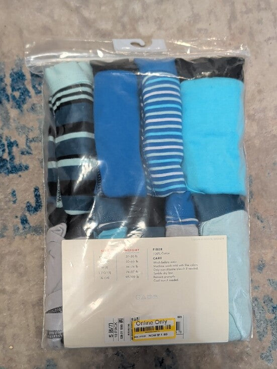 Cat & Jack Men’s Blue & Light Blue Boxer Briefs - 10 Pack - Small (6-7)