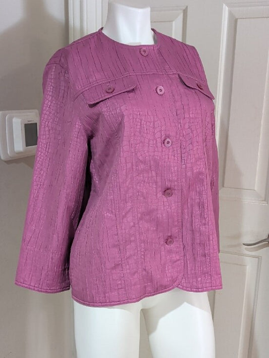 Alfred Dunner Textured Round-Neck Button Jacket in Raspberry Women's 12