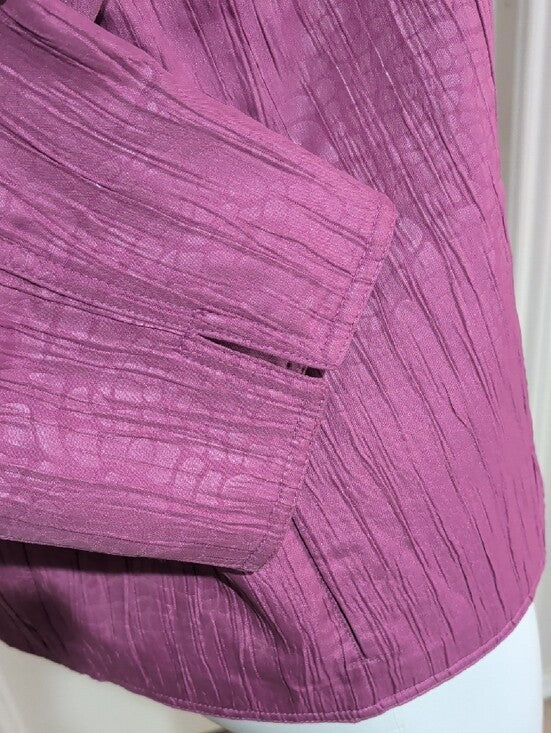 Alfred Dunner Textured Round-Neck Button Jacket in Raspberry Women's 12