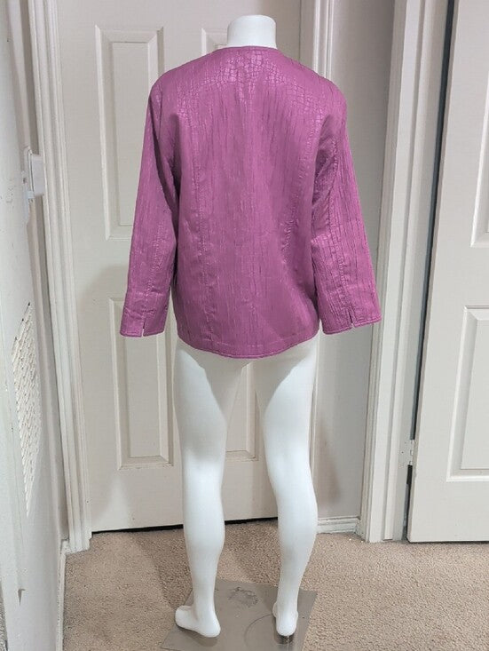 Alfred Dunner Textured Round-Neck Button Jacket in Raspberry Women's 12