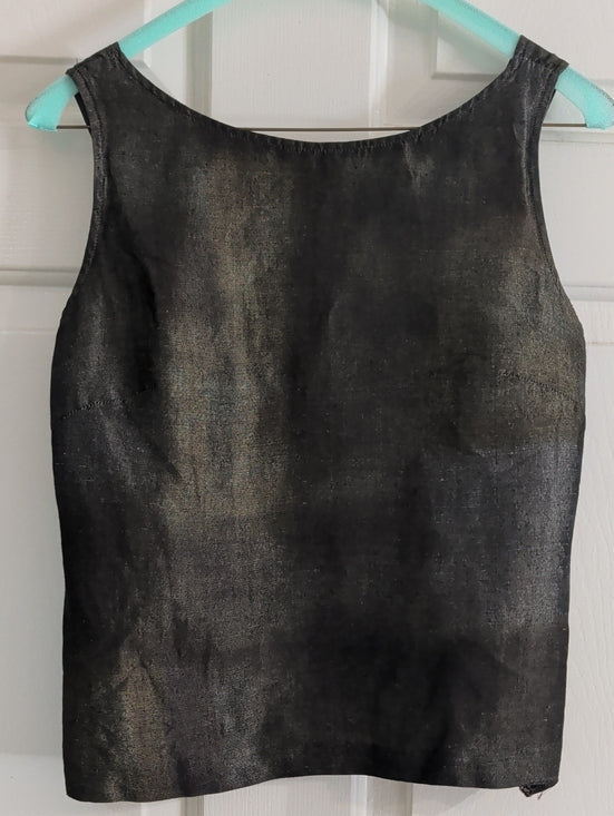 MARELLA Metallic Black Sleeveless Tank Top Women's 6 US Made In Italy