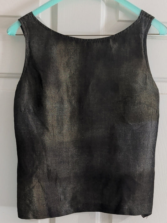 MARELLA Metallic Black Sleeveless Tank Top Women's 6 US Made In Italy