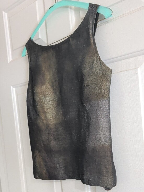 MARELLA Metallic Black Sleeveless Tank Top Women's 6 US Made In Italy